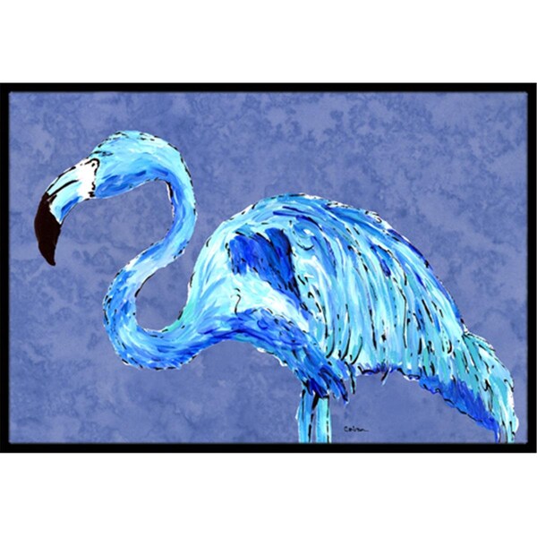 Carolines Treasures 24 x 36 in. Flamingo On Slate Blue Indoor Or Outdoor Doormat 8873JMAT - main